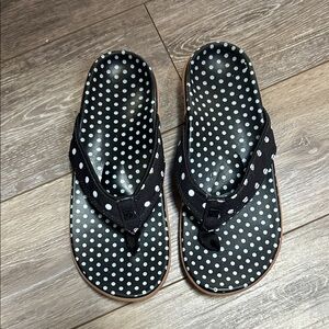 Women’s Spenco Black Polka Dot Flip Flop Sandals
